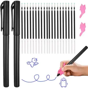 Magic Grooved Writing Practice Pen,Disappearing Ink Magic Pen for Grooved Handwriting Practice Book, Tracing Books with Erasable Magic Pens