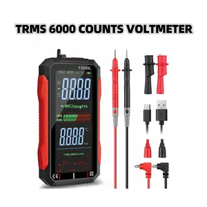 Fully automatic 6000-count digital intelligent multimeter, capable of testing capacitance, AC/DC voltage, resistance, NCV, temperature, continuity, diodes, and live-line voltage. Professional electrical testing tool.