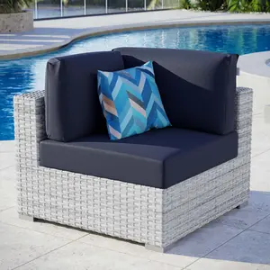 Modway Convene Outdoor Patio Corner Chair in Light Gray Navy