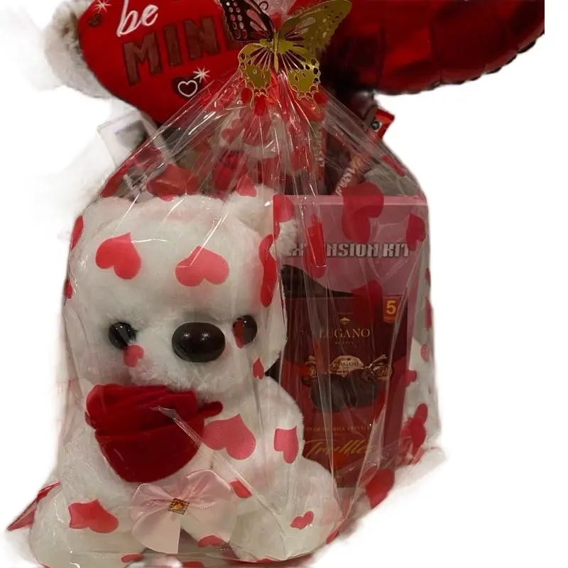 Decorative Synthetic Floral Gift Set - Heart Teddy Bear, Red Roses, Love Symbols - Home Decor Centerpiece, Gifts for Girlfriend, Romantic Anniversary Occasion
