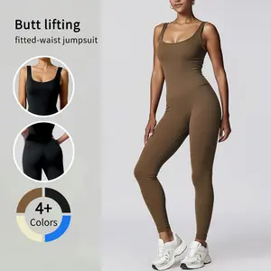 Arsoxy Women's Square Neck One Piece Short Jumpsuit Yoga Exercise Workout Rompers Stretchable Activewear Ribbed Design High Waist Bodycon