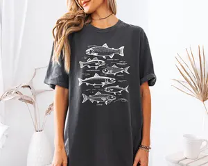Sardines & Salmon Fish Comfort Colors T-Shirt – Nature Camping Hiking Outdoor Can Graphic Tee