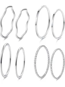 8-14Pcs 1mm Stainless Steel Women's Plain Band Knuckle Stacking Midi Rings Comfort Fit Silver/Gold/Rose Tone Jewelry