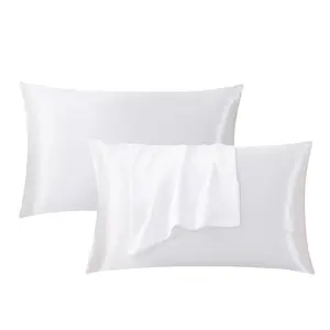 White Silk Pillowcases 2/4 Pack, Unisex Beauty Sleep Luxury Bedding, Cooling Skin-Friendly Pillow Covers with Envelope Closure, Ideal Gift for Hair & Skin Care (No Pillow Core)