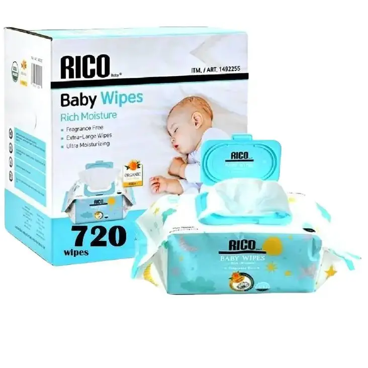 Baby wipes, Clearance, RICO wipes - oversized, cleansing and moisturizing children's wipes, baby products, products for girls and boys, unscented baby wipes, portable maternal and child gifts, safe baby wipes, Limited time clearance, 720 counts