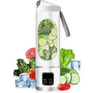 Portable Personal Electric USB Juicer,500ML Mini Blender Portable Blender For Shakes and Smoothies juice,12   for Mixing,Compact?Convenient and Versatile (White)