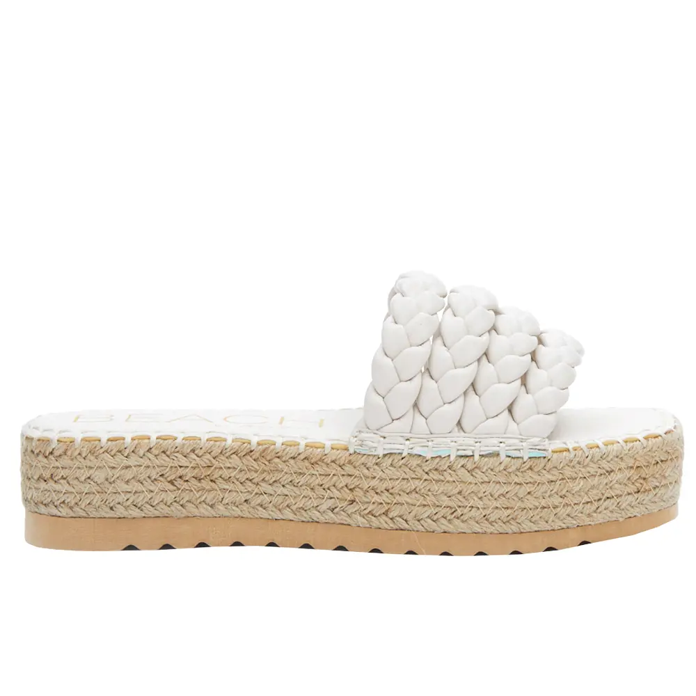BEACH by Matisse Womens Pacific Espadrille Platform Slide Casual Sandals Casual Mid Heel 2-3" - White
