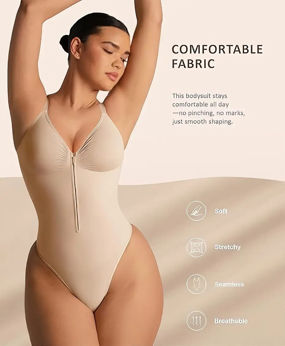 Comfortable Fabric Bodysuit in Black and Nude Colors Sizes S to 3XL Soft Stretchy Seamless Breathable