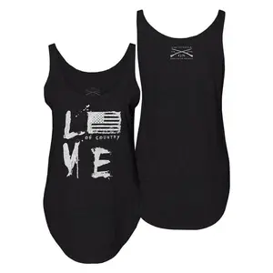 Women's Love of Country Flowy Tank - Black