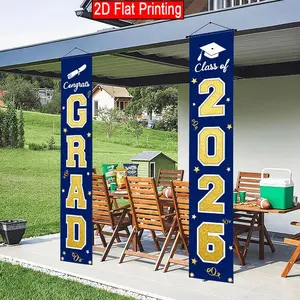 【graduation2026】 2026 graduation party decoration navy blue gold 2026 graduates congratulations porch logo banner hanging school graduation party supplies college classroom decoration 180x30cm