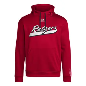 adidas Mens Rutgers Scarlet Knights Sideline Hoodie Training Casual Outerwear Casual Moisture Wicking - Red