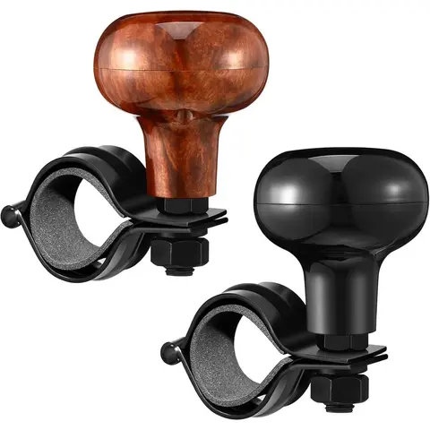 2-Piece Car Steering Wheel Knob Spinner, 360-Degree Rotation, Torque-Boosting, Smooth-Turning Safety Accessory for Cars Trucks, 2 O'clock Position for Right-Handed Beginners, Faster Parking, Tight Spot Handling