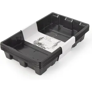 10 Seed Starting Plant Growing Trays (Without Holes) - Durable, Reusable - Grow and Start Seeds, Good for Your Greenhouse, Microgreens and Hydroponics - Pack of 10 Flats Wild Green Fingers