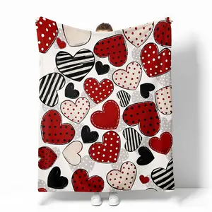 Vintage Candy Hearts Love Throw Blanket Soft Warm Valentine Day Gifts for Women Men Conversation Party Couch Sofa Bed 50x60 Inch