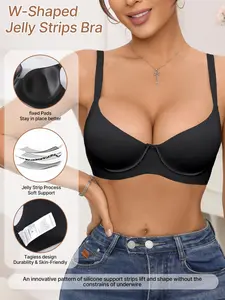 1/2/3/4/5/6 Pcs Simple Minimalist Comfortable Jelly Bra, Underwire Push Up Bra with Medium Support, Elegant Fitted Bra for All Seasons