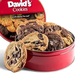 David's Cookies Assorted Fresh Baked Decadent Cookie Gift Tin – 2lb Basket with 8 Jumbo Cookies – Soft and Chewy Bakery-Style Dessert for Birthdays, Holidays, Thank You and Special Occasions
