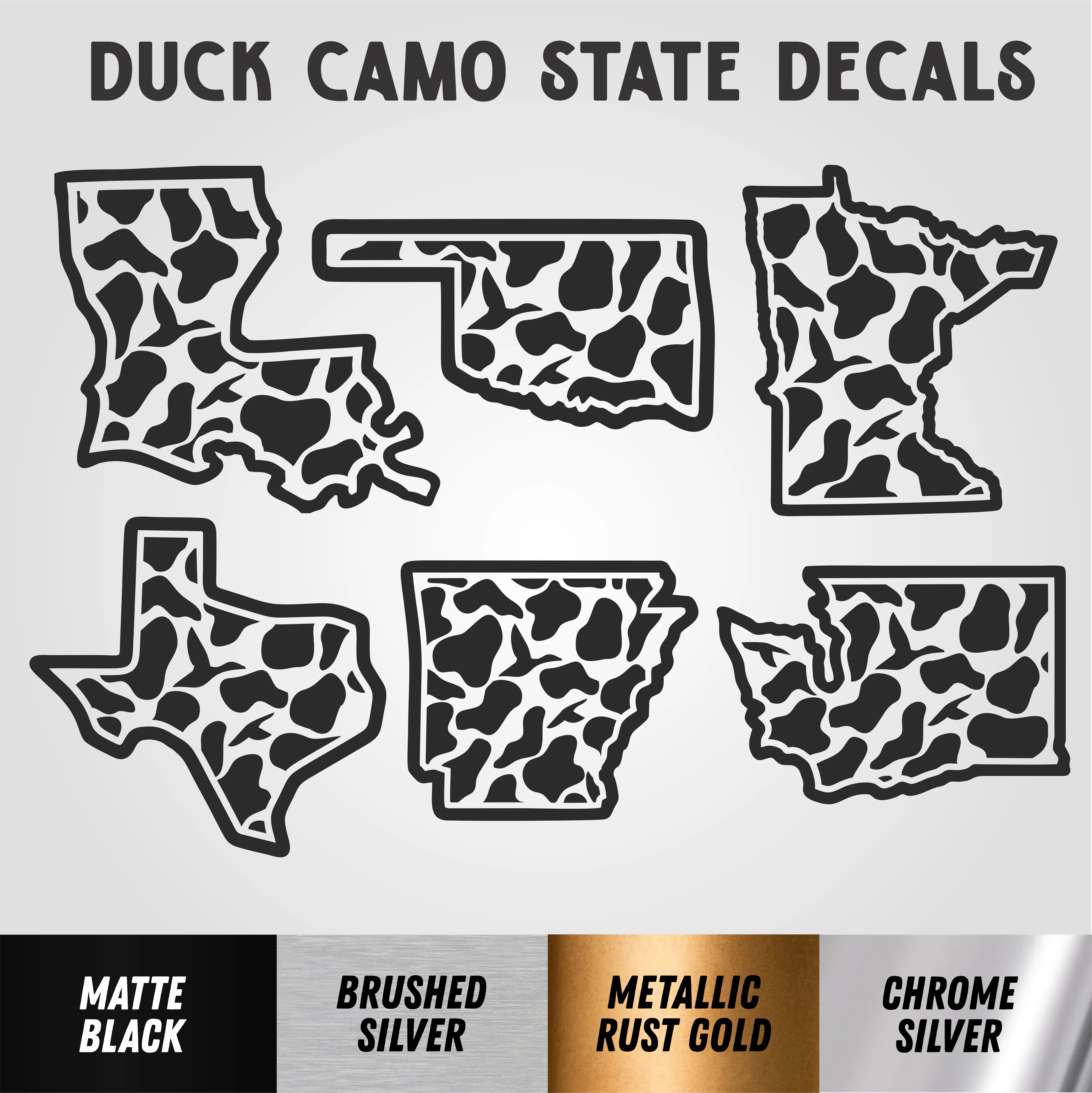 Duck Camo State Decals - Outdoor Vinyl Duck Camo State Decals - Outdoor Vinyl