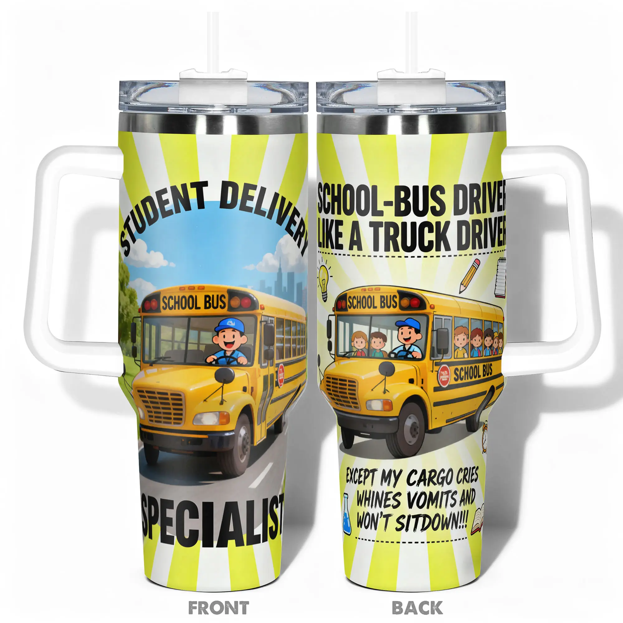 1pc Stainless Steel Cup 40oz/30oz/22oz Water Bottle, Design With School Bus Driver Double-layer insulation Leakproof Large Capacity, Double Wall Insulated, Needed for Gym, Hiking, Travel Birthday Christmas Gift, Vacuum Insulated Flask