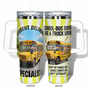 1pc Stainless Steel Cup 40oz/30oz/22oz Water Bottle, Design With School Bus Driver Double-layer insulation Leakproof Large Capacity, Double Wall Insulated, Needed for Gym, Hiking, Travel Birthday Christmas Gift, Vacuum Insulated Flask