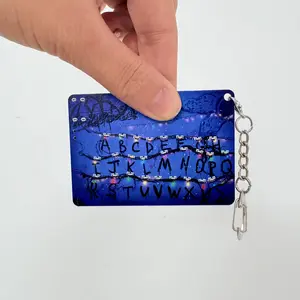 Stranger Things Music Light-Up Keychain with 3 Theme Songs Rechargeable Glowing Effects Iconic Alphabet Card Pendant Gift for Fans