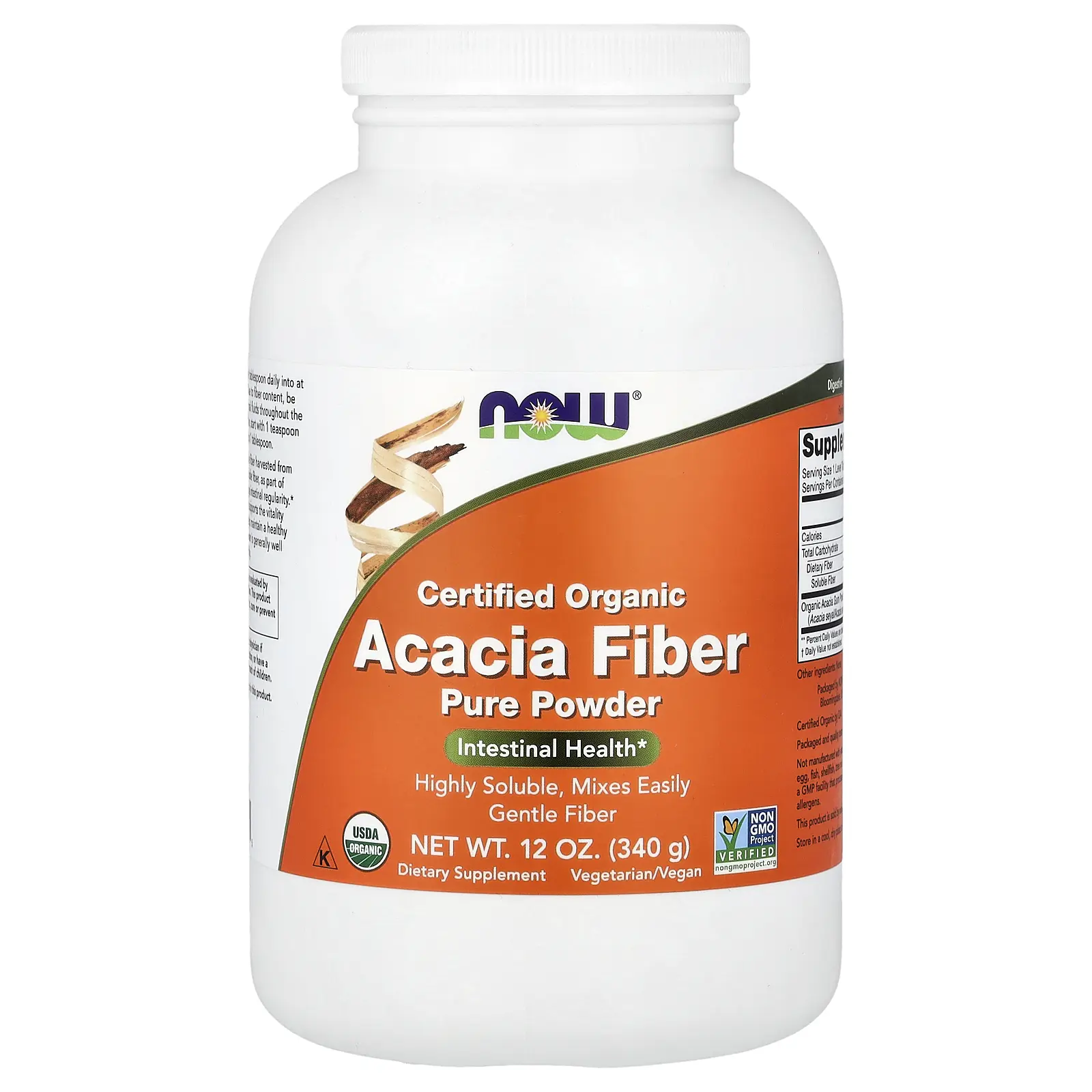 NOW Foods Certified Organic Acacia Fiber Pure Powder, 12 oz (340 g) NOW Foods Certified Organic Acacia Fiber Pure Powder, 12 oz (340 g)
