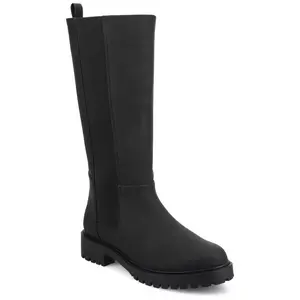 Journee Women's Brandi Knee High Stretch Wide-Calf Casual Boots, Vintage/Black 6