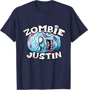 Zombie JUSTIN T-Shirt Halloween Simple Costume T-Shirt - Alyssagor Shop 32B08L2T6RGQ