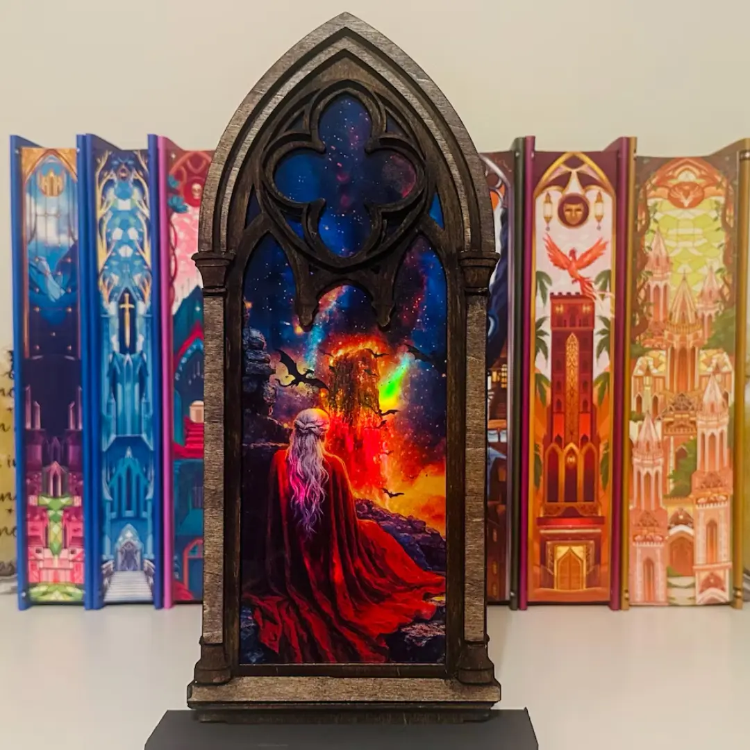 THR0NE OF GLASS Inspired – Iridescent Wooden Booknook, Bookshelf Decor, Book Nook, Gift for Tolk Fans, Window View Booknook