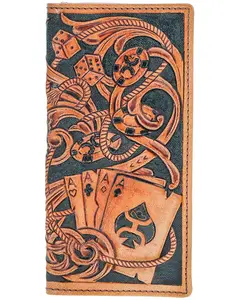 Hooey Men's Playing Cards Embossed Leather Rodeo Wallet - Hw038-Tnbr