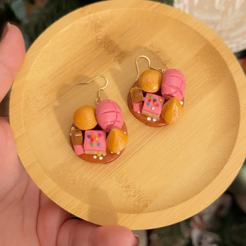 Pan Dulce Earrings, Dangles Earrings, Polymer Clay Earrings, Mexican Pan Dulce Earrings.