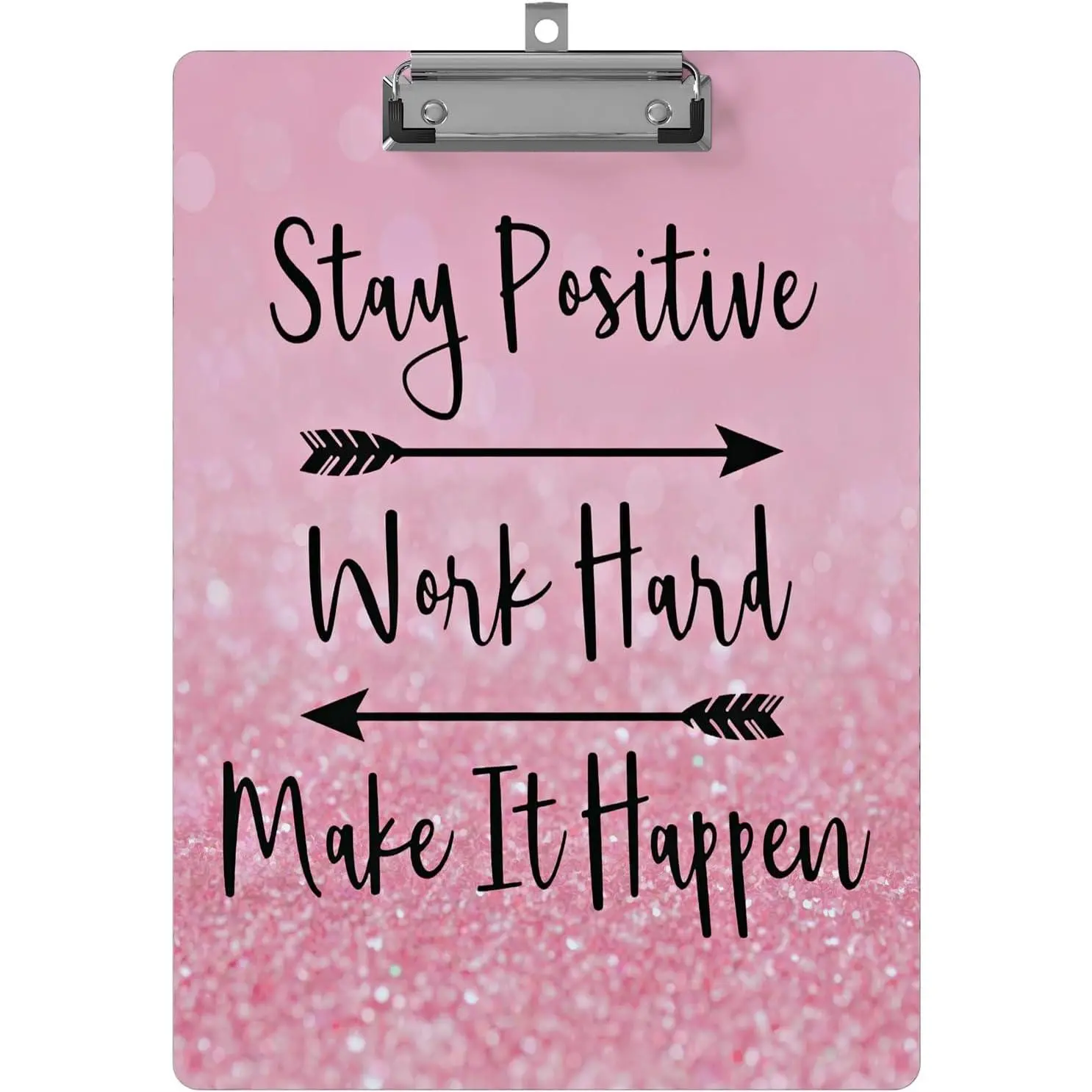 Wooden Decorative Clipboard - A4/Letter Size (12.5x9x0.12 inches) with Low Profile Metal Clip, Colorproof, Anti-Fray, Comfortable Hold, Hanging Office Supply for Halloween, Christmas (Stay Positive)
