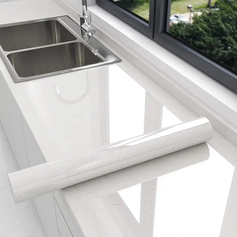 Marble Pattern Self-adhesive Wallpaper, 1 Roll Removable PVC Wallpaper, Kitchen Countertop Wall Sticker, Home Decor Wallpaper for Kitchen Living Room