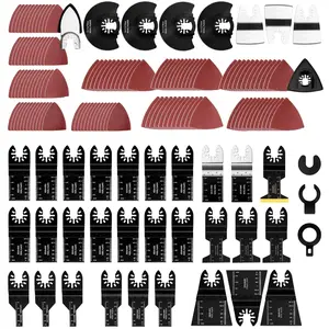 159 PCS Universal Titanium Oscillating Saw Blades with Sandpaper, Quick Release Multi Tool Blades Kit for Wood, Plastics, Metal, Compatible with Dewalt, Ridgid, Ryobi, Rockwell