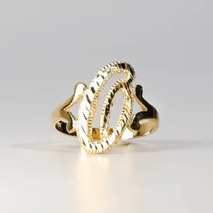 14K Gold Cursive Initial "O" Ring