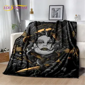 3D Medusa Snake Gorgon Soft Plush Blanket,Flannel Blanket Throw Blanket for Living Room Bedroom Bed Sofa Picnic Cover Bettdecke summerwins