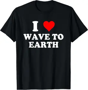 100% Cotton I Love Wave To Earth I Heart Wave To Earth - Red Heart T-Shirt