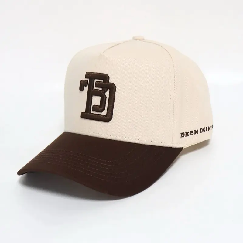 Been Doin This Cream and Brown Ball Cap with Unique Logo Design and Text "BEEN DOIN THIS"