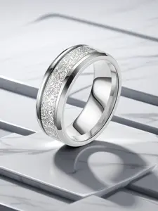 Men's Fashion 8mm Titanium Steel Ring, Snowflake Pattern, Unique Couple Finger Ring, Stylish and Durable Jewelry Accessory