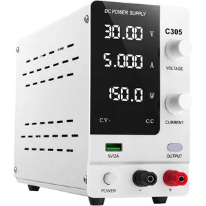 DC Power  Variable, 30V 5A Adjustable  Bench Lab Power Supplies with 4-Digits LED Display, Encoder Knob, Output /OCP, USB Interface for Anodizing & Electroplating Kit