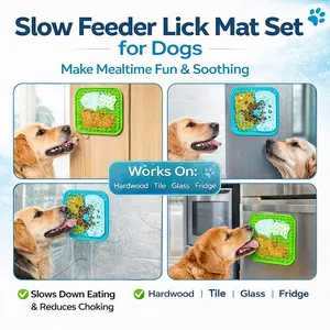 Suction Cup Slow Feeder Lick Mat for Dogs & Cats – Wall-Mounted Silicone Pet Feeding Pad for Bath Time & Anxiety Relief