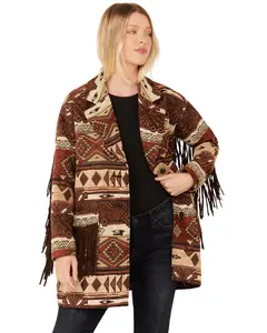 Shyanne Women's Tribal Tapestry Fringe Coat - Swho23o92