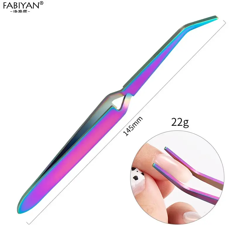 Stainless Steel Nail Art Shaping Tweezers - 1pc, 145mm, 21g Multi-Function Clip Tip Manicure Tool for UV Gel, Acrylic C Curve Nipping, Rhinestone Picking, All Seasons Industrial Hand Tool, Beautiful Nails, Clamp Hard Crystal Nails