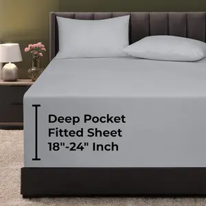 Extra Deep Pocket  Fitted Sheet Only -  Size Deep Pocket  Fitted Sheet - Fits 18 inch to 24 inch Thick Mattress - Soft & Breathable Elastic Sheets (39x75 Inches, )