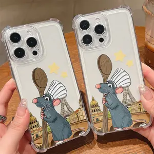 Cartoon Mouse Ratatouilles Phone Case Suitable for iPhone 17 16e 16 15 14 13 12 11 Mini Pro Max Air X XR XSMAX 8 7 Plus Anti Fall Shockproof Transparent Soft Back Cover