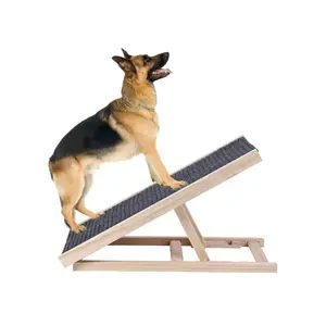 Pet Ramp Ladder Adjustable Dog Ramp With Traction Mat, Wooden Pet Steps Ladder For Small And Older Animals, Non Slip Pet Ladder For Car, Bed, Couch, Up To 100 Pounds (2 Gears Adjust)