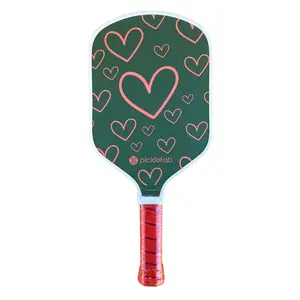 Picklefab Hearts Pickle Ball Paddle - 8oz 16mm Core 16.5" Length - Textured Fiberglass Racket for Women - Lightweight & Comfortable Grip - Perfect for Beginners