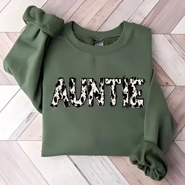 Auntie Sweatshirt, Buffalo Plaid Auntie Sweatshirt, Cow Pattern Auntie Hoodie, Western Aunt Cotton Menswear Tshirt, Hoodie and Sweatshirt