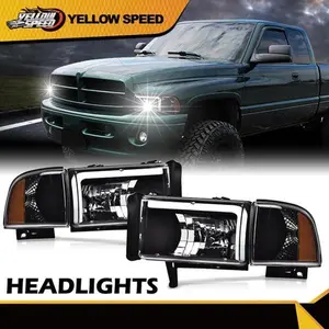 Fit For 1994-2002 Dodge Ram 1500 2500 3500 Black LED DRL Headlights LIGHT Pair