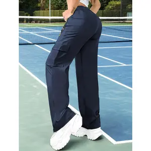 HIDKAT Women's Four-Season Sports Pants Stretch Adjustable Drawstring Waist Zipper Pockets Machine-Washable Gym Yoga Hiking Trousers