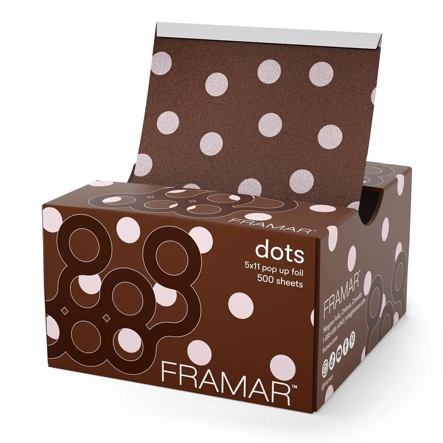 Framar Chocolate Polka Dots Hair Foils For Highlighting - Pop Up Hair Foil For Hair Highlighting, Highlight Foils For Hair, Salon Foils For Hair Stylist, Non Slip 500 Pop Up Foil Sheets
